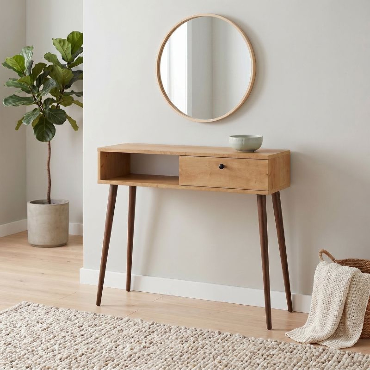 Κονσόλα Napoli Megapap χρώμα sapphire oak 90x29x88εκ.