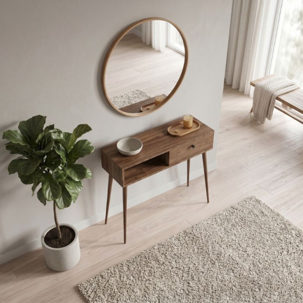 Κονσόλα Napoli Megapap χρώμα καρυδί 90x29x88εκ.