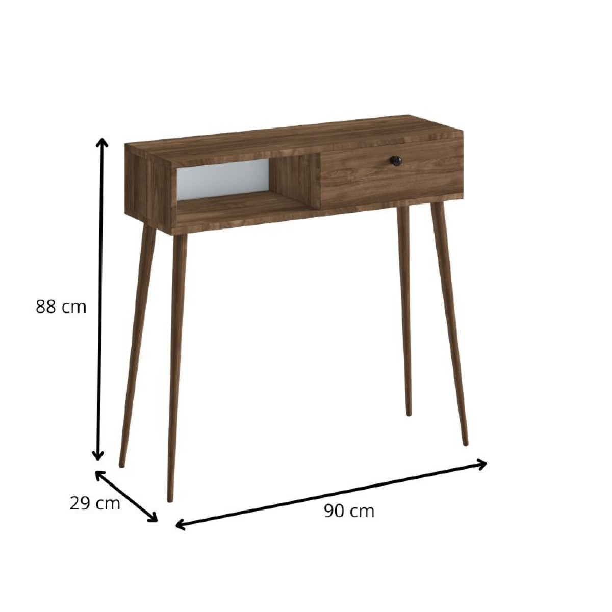 Κονσόλα Napoli Megapap χρώμα καρυδί 90x29x88εκ.