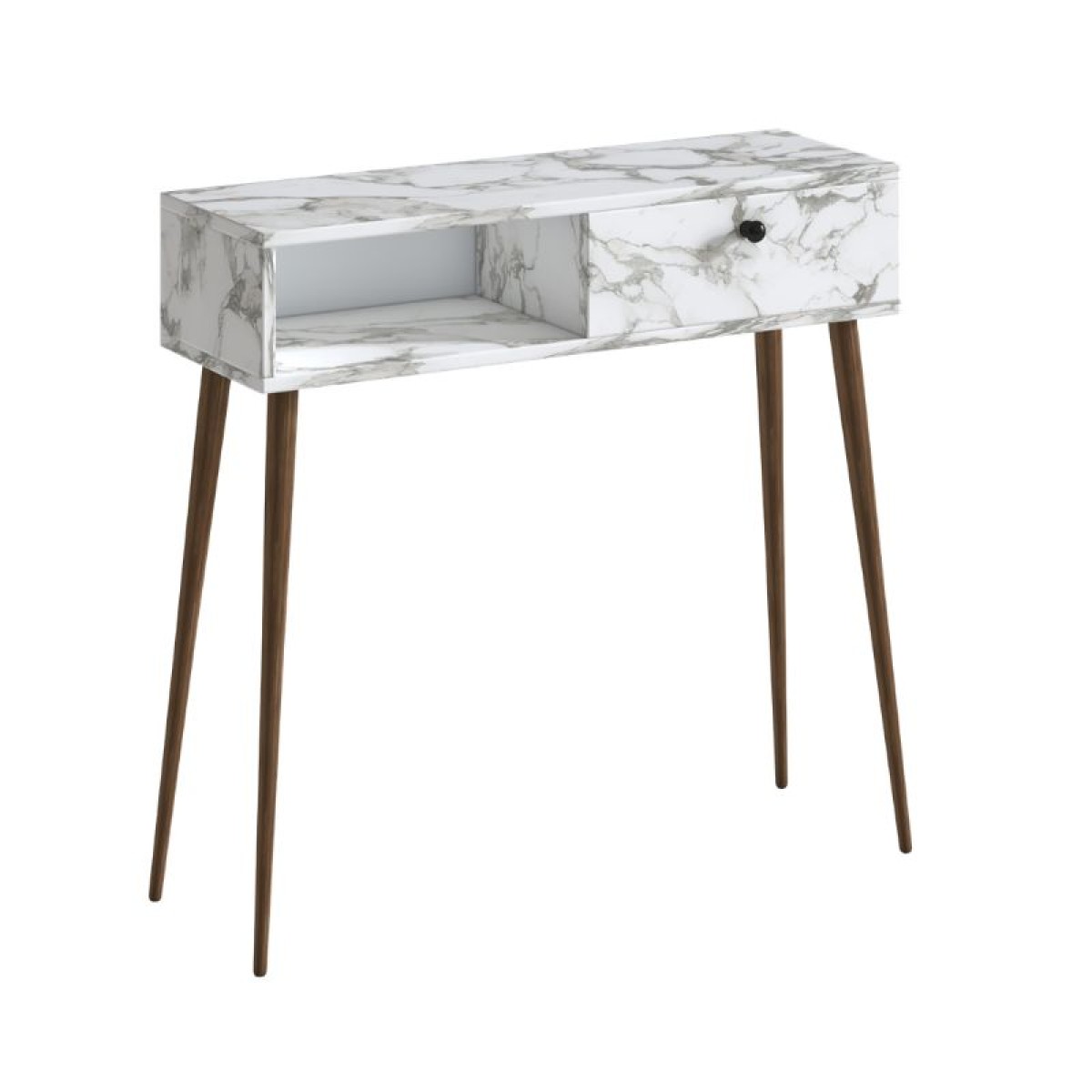 Κονσόλα Napoli Megapap χρώμα λευκό εφέ μαρμάρου 90x29x88εκ.