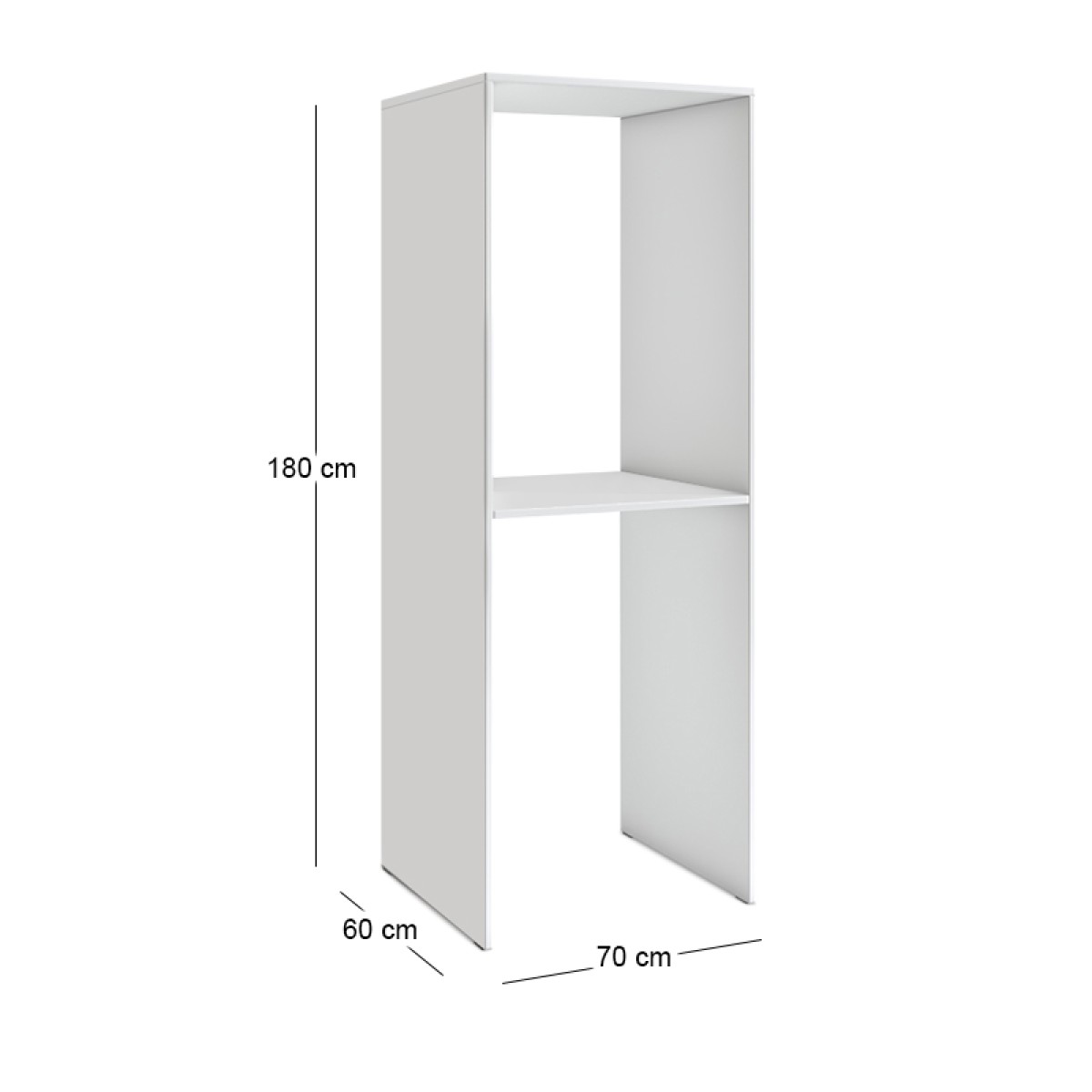 Έπιπλο πλυντηρίου - στεγνωτηρίου Evgenia Megapap χρώμα λευκό 70x60x180εκ.