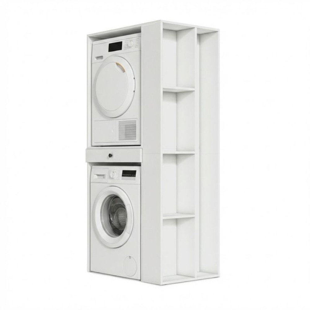 Έπιπλο πλυντηρίου - στεγνωτηρίου Bace Megapap χρώμα λευκό 90x60x187εκ.