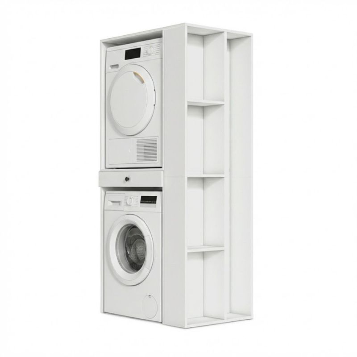 Έπιπλο πλυντηρίου - στεγνωτηρίου Bace Megapap χρώμα λευκό 90x60x187εκ.