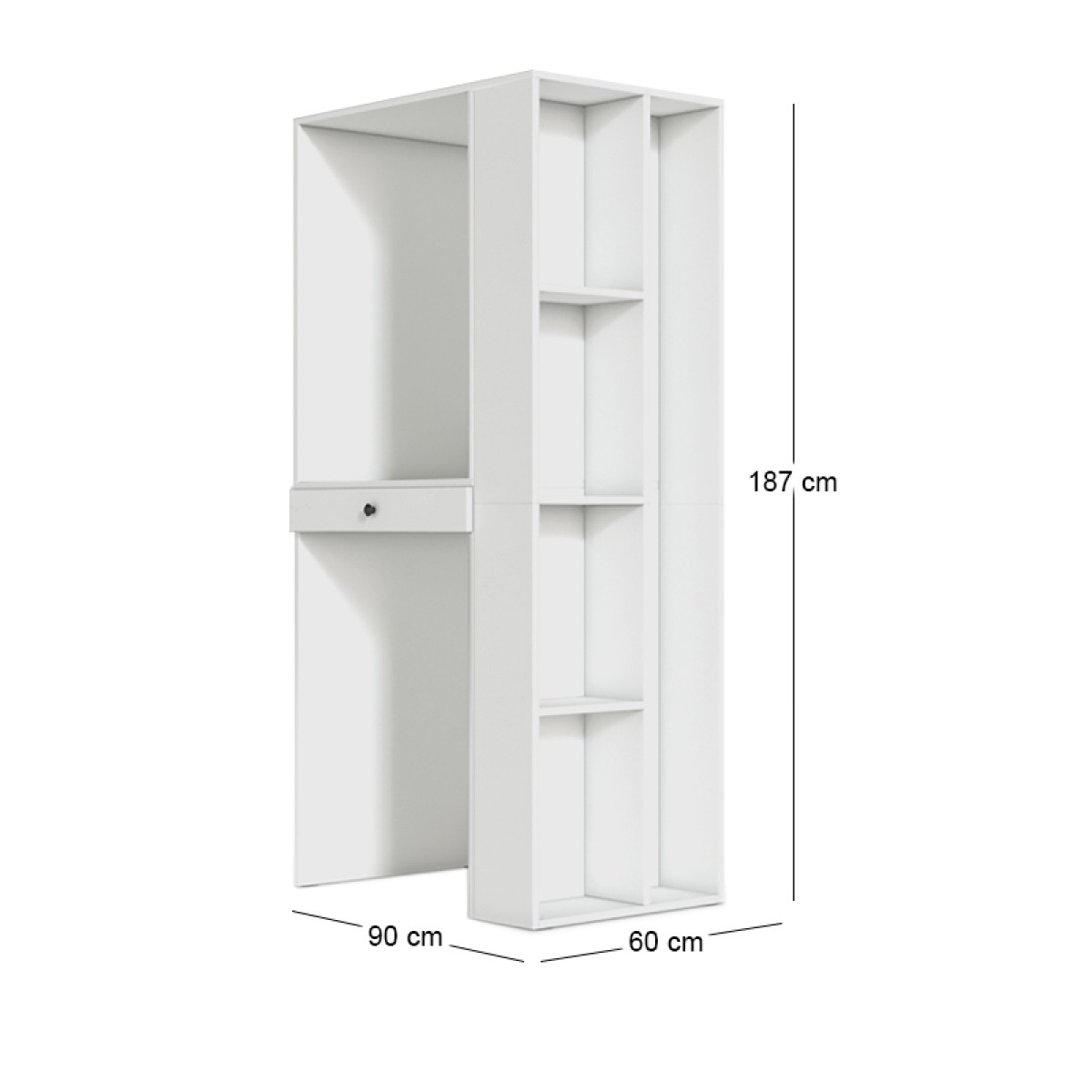 Έπιπλο πλυντηρίου - στεγνωτηρίου Bace Megapap χρώμα λευκό 90x60x187εκ.