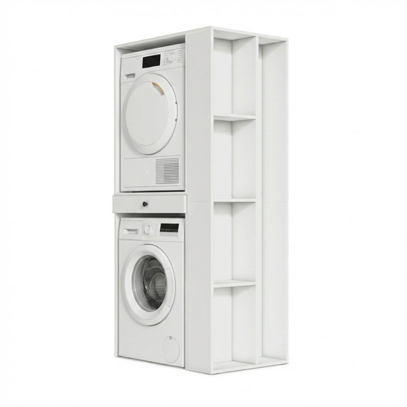 Έπιπλο πλυντηρίου - στεγνωτηρίου Bace Megapap χρώμα λευκό 90x60x187εκ.