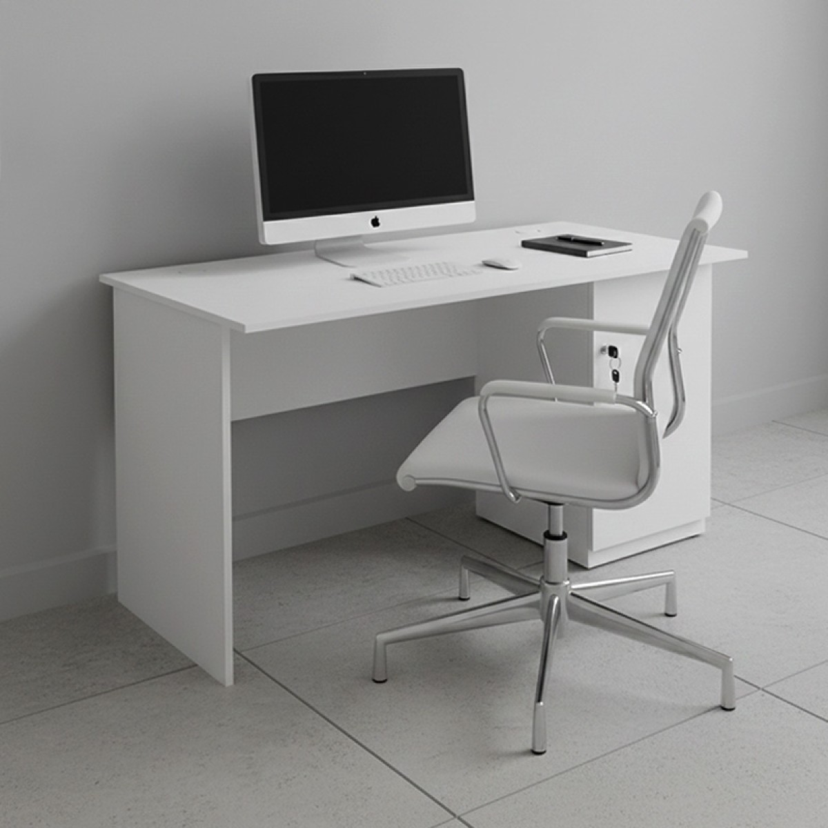 Γραφείο εργασίας με κλειδαριά Moto Megapap χρώμα λευκό 140x60x75εκ.