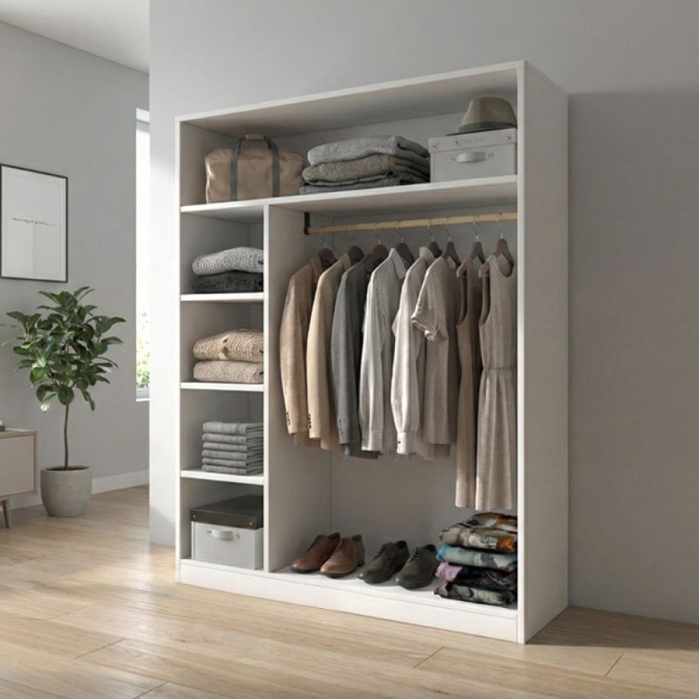 Ντουλάπα ρούχων ανοιχτή - Έπιπλο εισόδου Sandra Megapap χρώμα λευκό 120x40x150εκ.