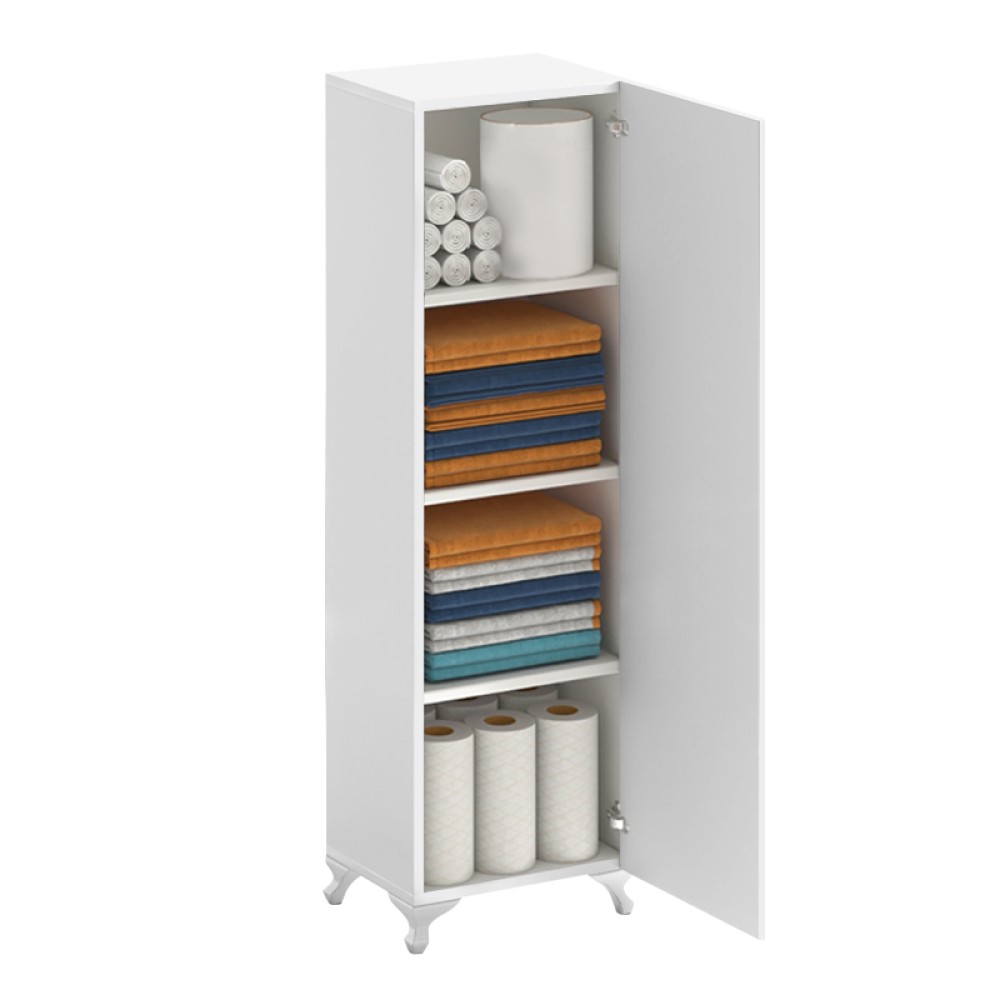 Ντουλάπι κουζίνας - μπάνιου Mine Megapap χρώμα λευκό 30x32x128εκ.