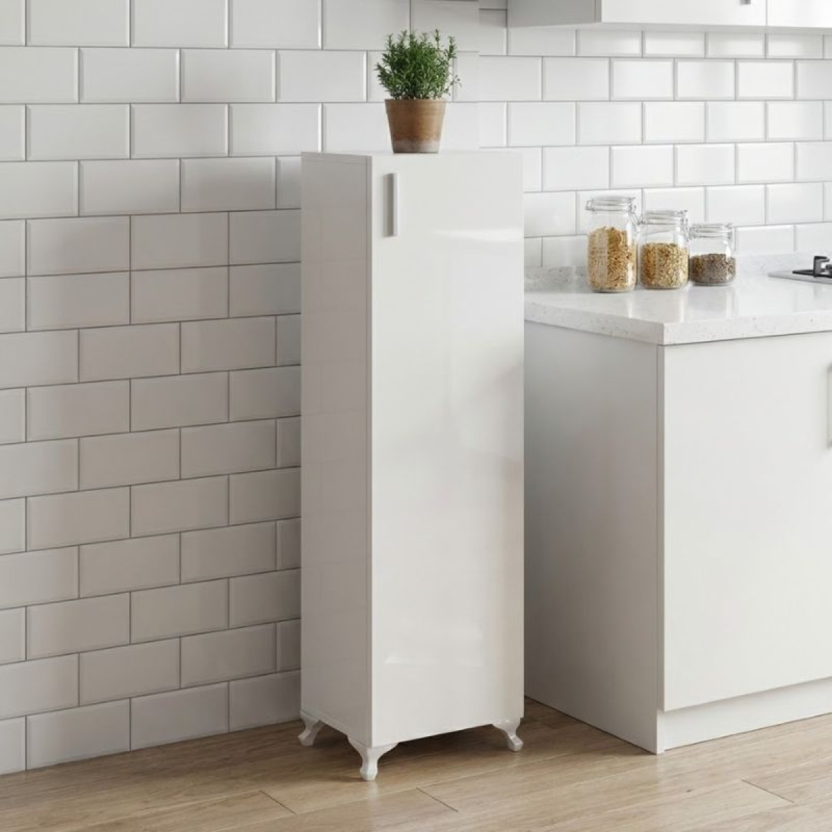 Ντουλάπι κουζίνας - μπάνιου Mine Megapap χρώμα λευκό 30x32x128εκ.