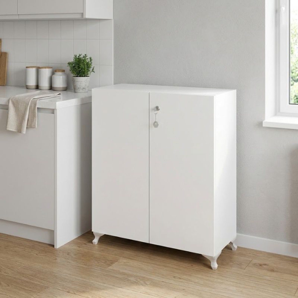 Ντουλάπι με κλειδαριά Cilem Megapap χρώμα λευκό 70x32x88εκ.