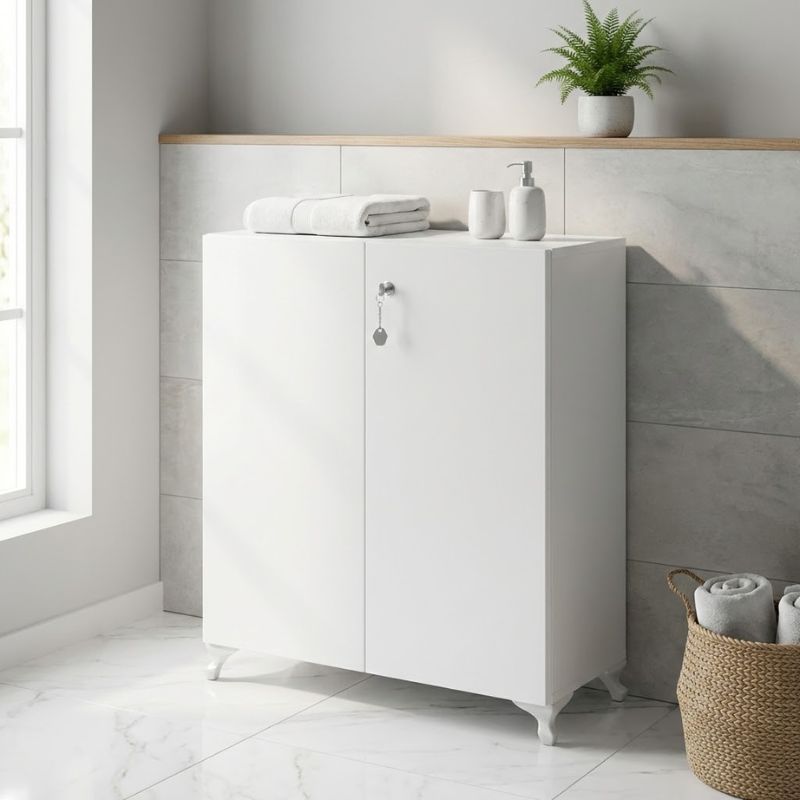 Ντουλάπι με κλειδαριά Cilem Megapap χρώμα λευκό 70x32x88εκ.