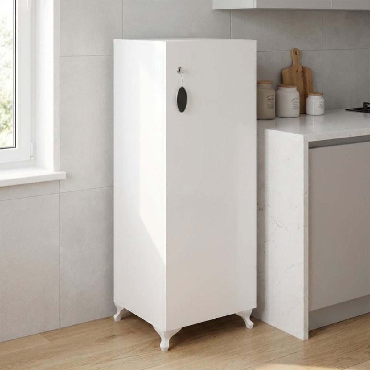 Ντουλάπι με κλειδαριά Zehra Megapap χρώμα λευκό 30x32x108εκ.