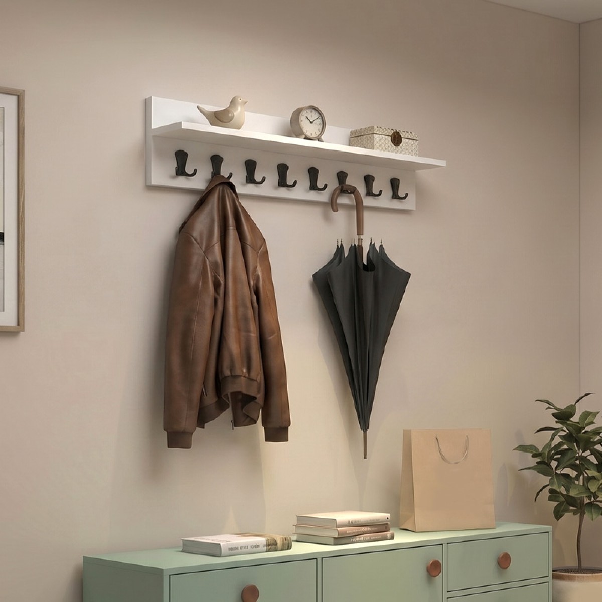 Κρεμάστρα τοίχου Vettini Megapap χρώμα λευκό 100x12x20εκ.