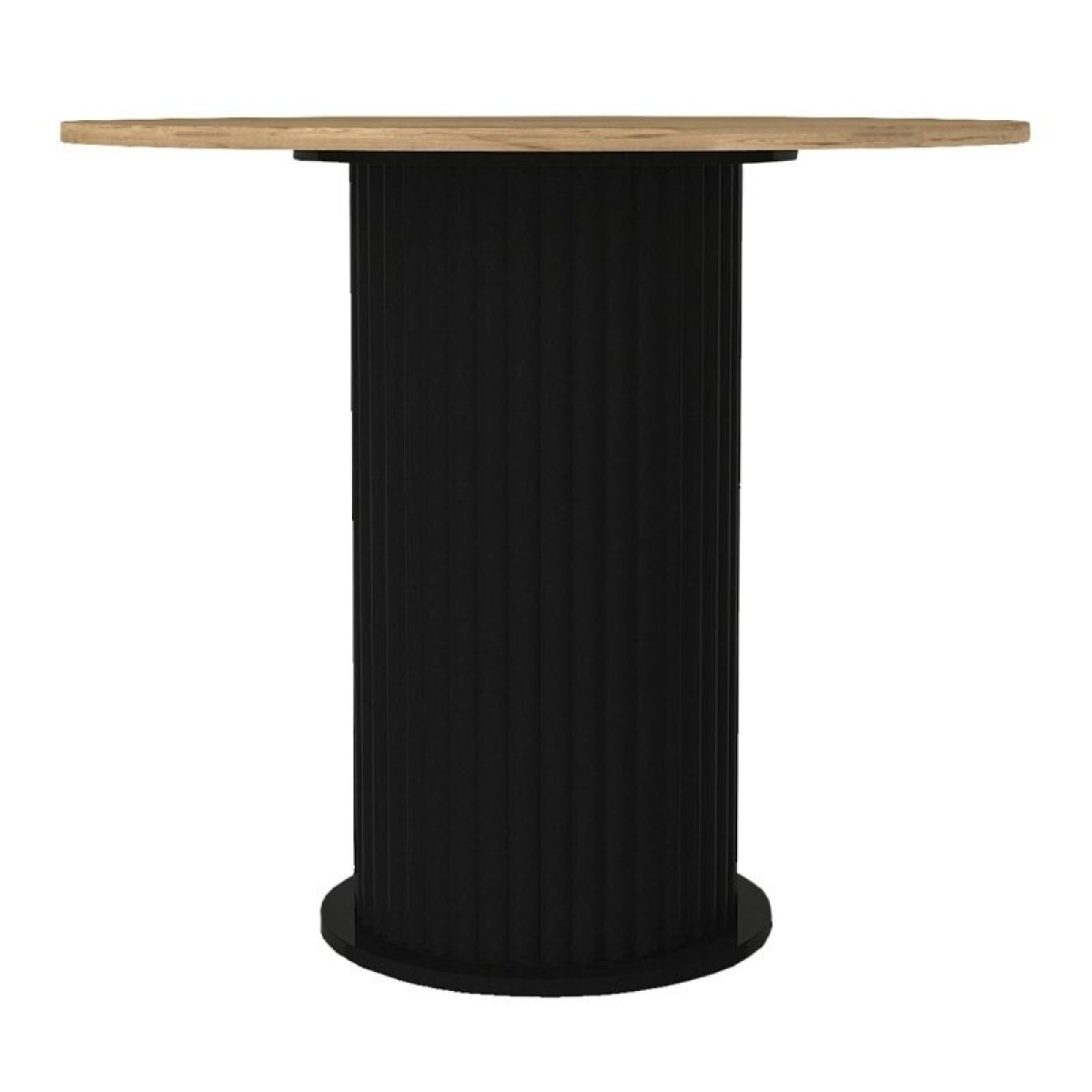 Σετ τραπεζαρία 5τμχ Bohema - Iris Megapap χρώμα μαύρο/sepet oak - γκρι/φυσικό πόδι Ø90x77,7εκ.