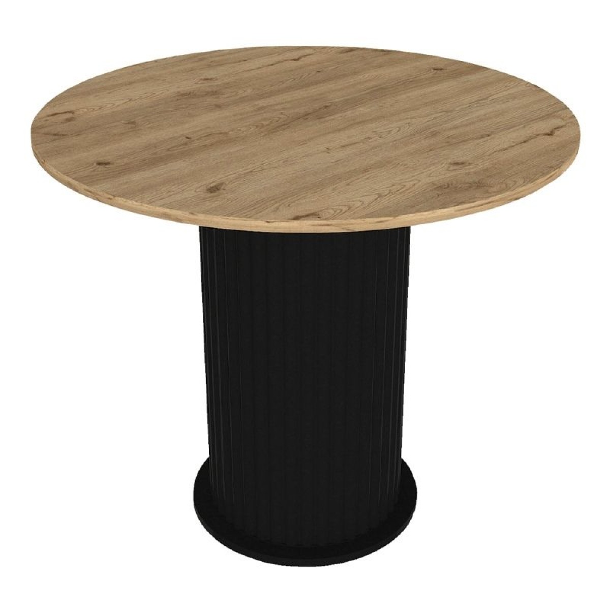 Σετ τραπεζαρία 5τμχ Bohema - Iris Megapap χρώμα μαύρο/sepet oak - ανοιχτό μπεζ/φυσικό πόδι Ø90x77,7εκ.