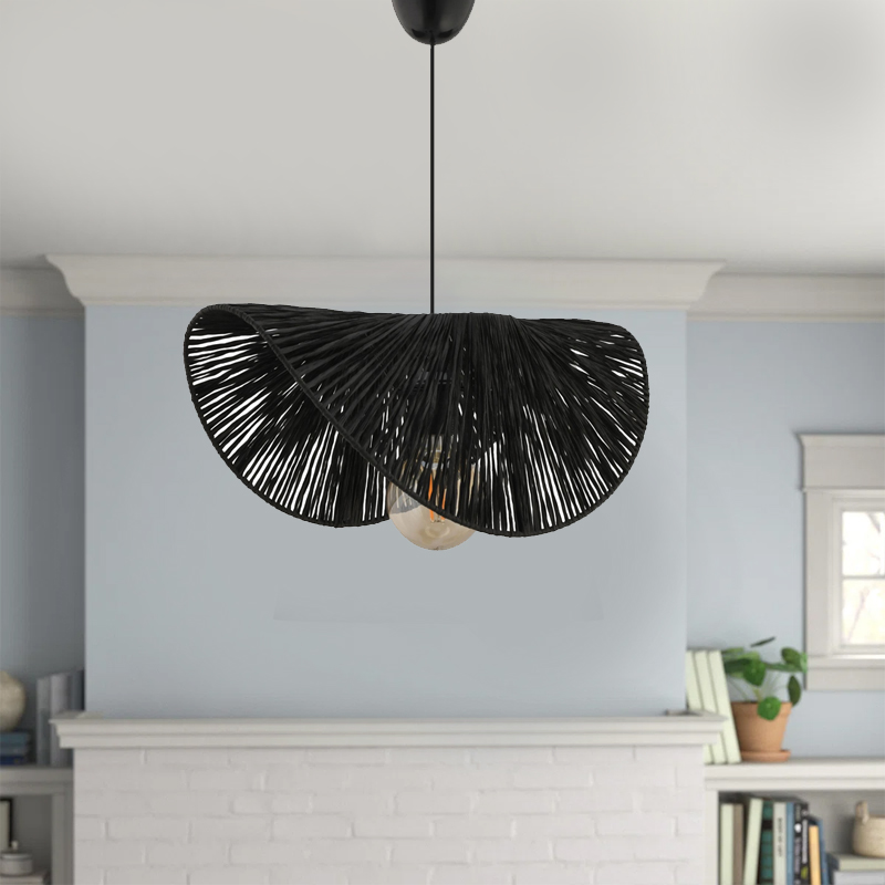 Φωτιστικό οροφής Taco Megapap E27 γιούτα μονόφωτο χρώμα μαύρο 51x36x55εκ.