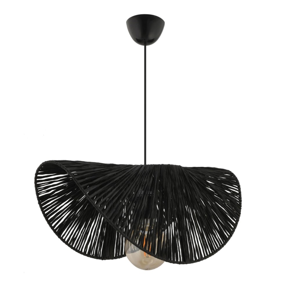 Φωτιστικό οροφής Taco Megapap E27 γιούτα μονόφωτο χρώμα μαύρο 51x36x55εκ.