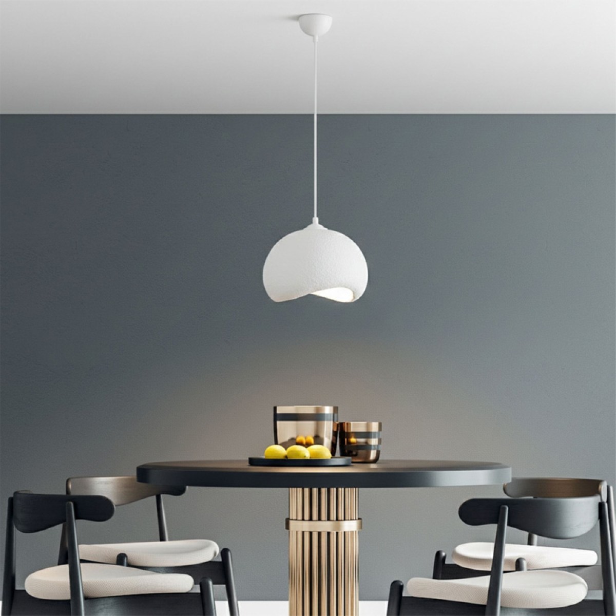 Φωτιστικό οροφής Yontu Megapap E27 fiberglass μονόφωτο χρώμα λευκό 34x29x120εκ.