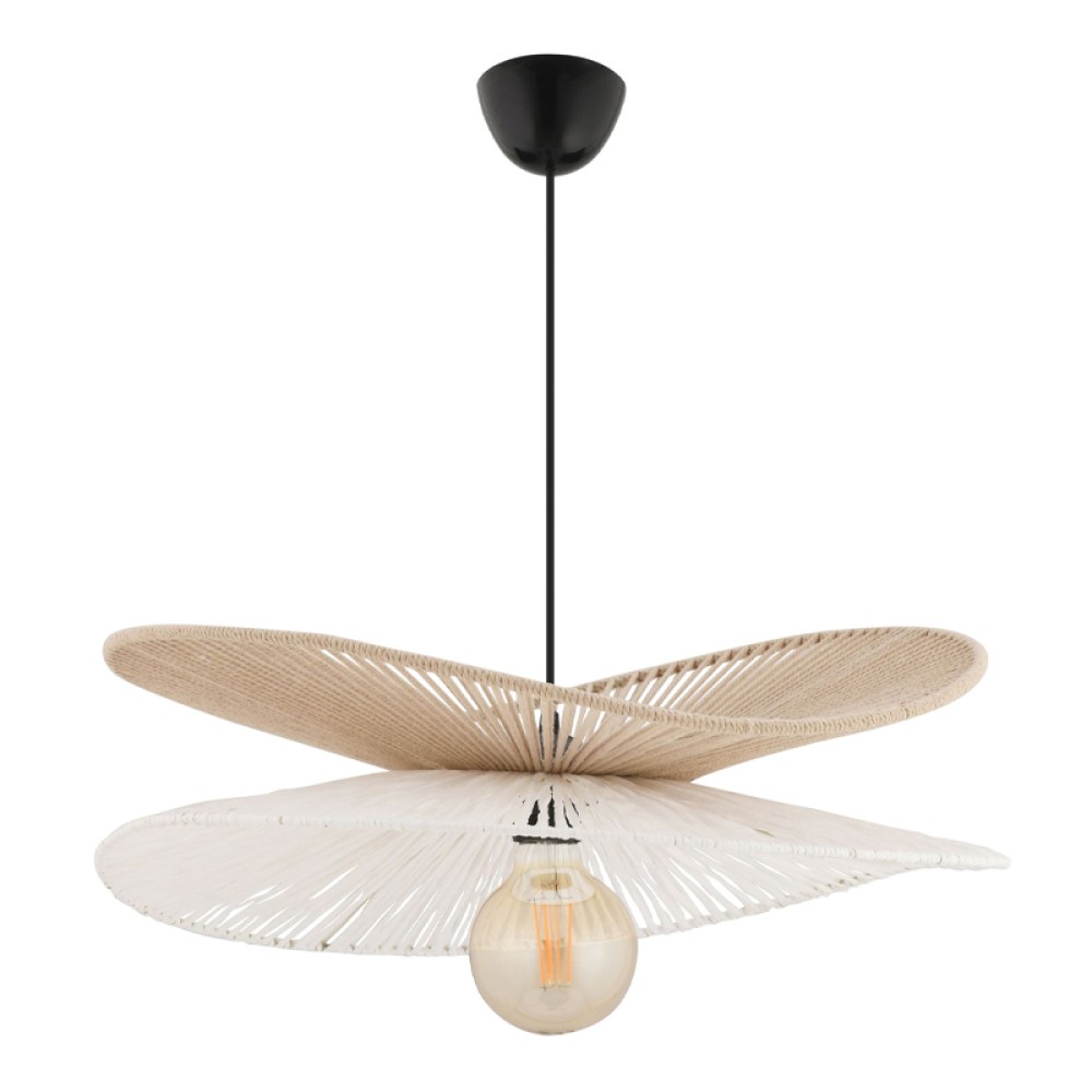 Φωτιστικό οροφής Dafodil Megapap E27 από σχοινί μονόφωτο χρώμα μπεζ - λευκό Ø48x55εκ.