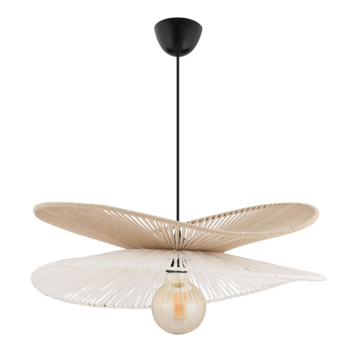 Φωτιστικό οροφής Dafodil Megapap E27 από σχοινί μονόφωτο χρώμα μπεζ - λευκό Ø48x55εκ.