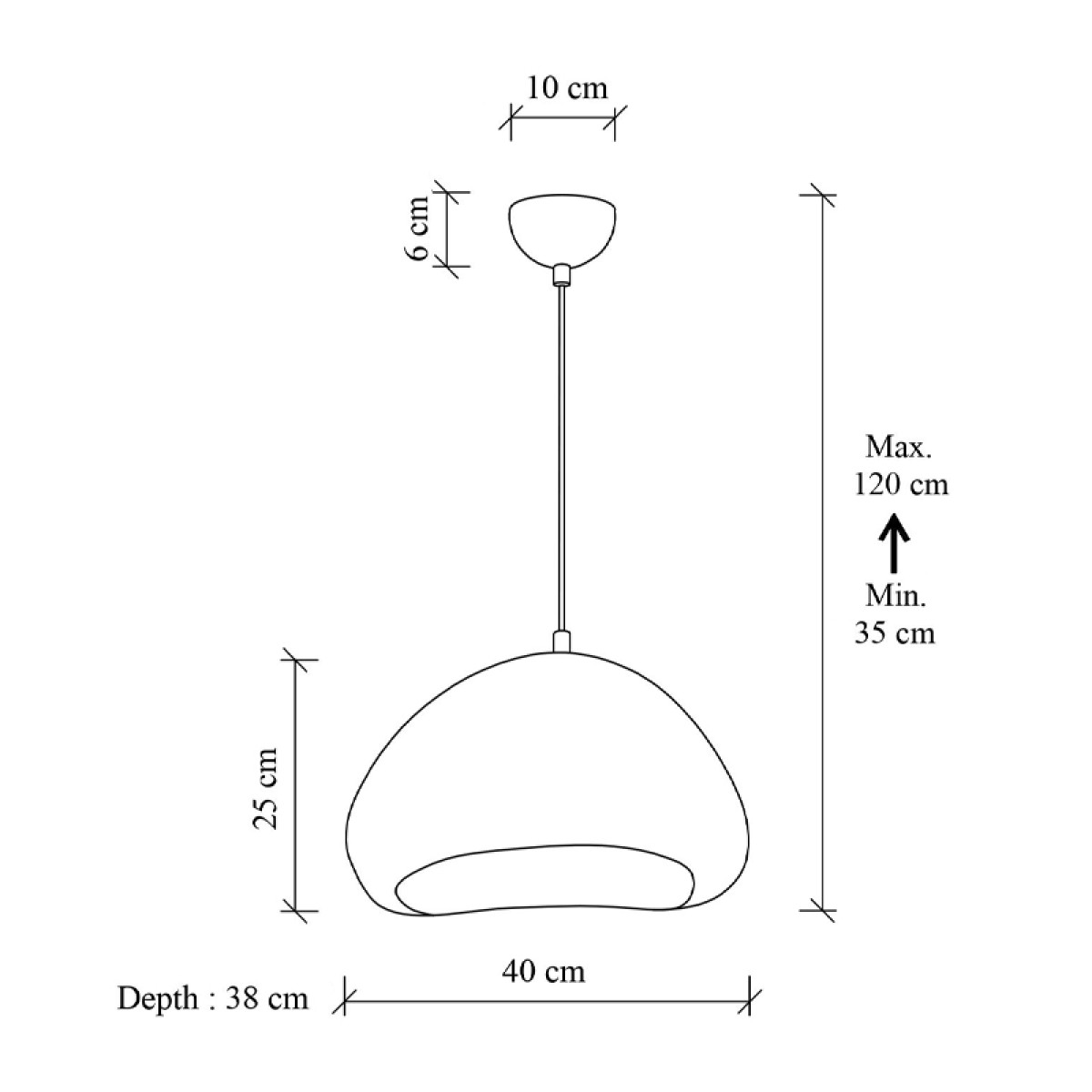 Φωτιστικό οροφής Nua Megapap E27 fiberglass μονόφωτο χρώμα λευκό 40x38x120εκ.