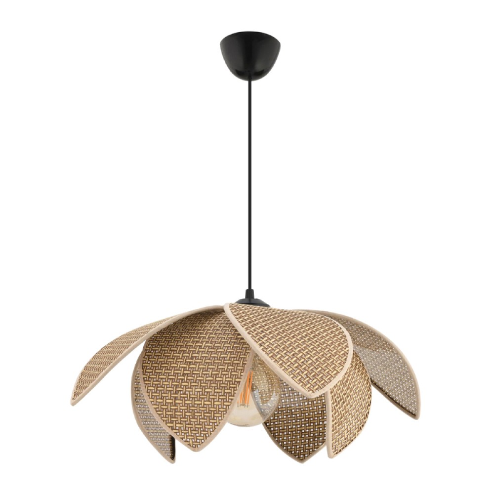 Φωτιστικό οροφής Magnolia Megapap E27 ύφασμα PVC μονόφωτο χρώμα μπεζ Ø40x55εκ.