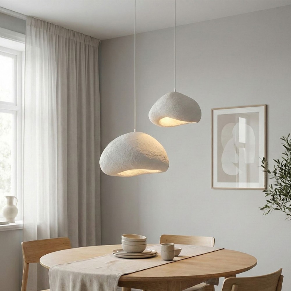 Φωτιστικό οροφής Loval Megapap E27 fiberglass δίφωτο χρώμα λευκό Ø70x115εκ.