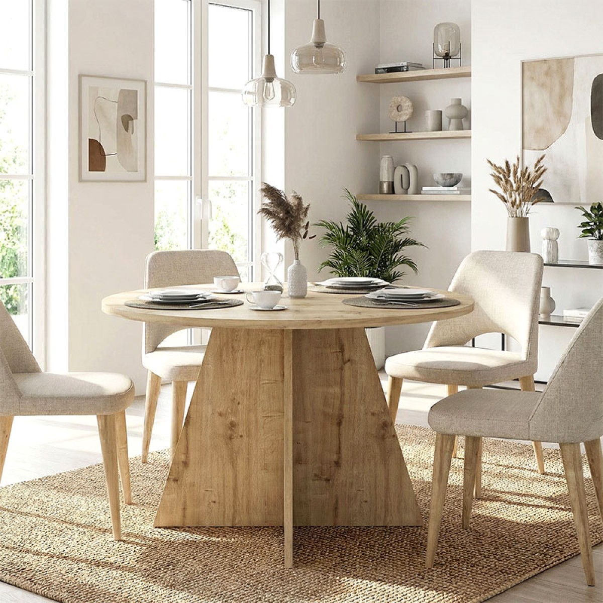 Τραπέζι Tailor Megapap χρώμα sapphire oak Ø120x75,7εκ.