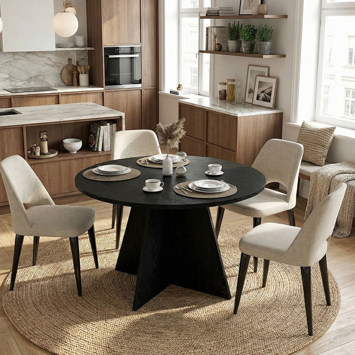 Τραπέζι Tailor Megapap χρώμα sencron black Ø120x75,7εκ.