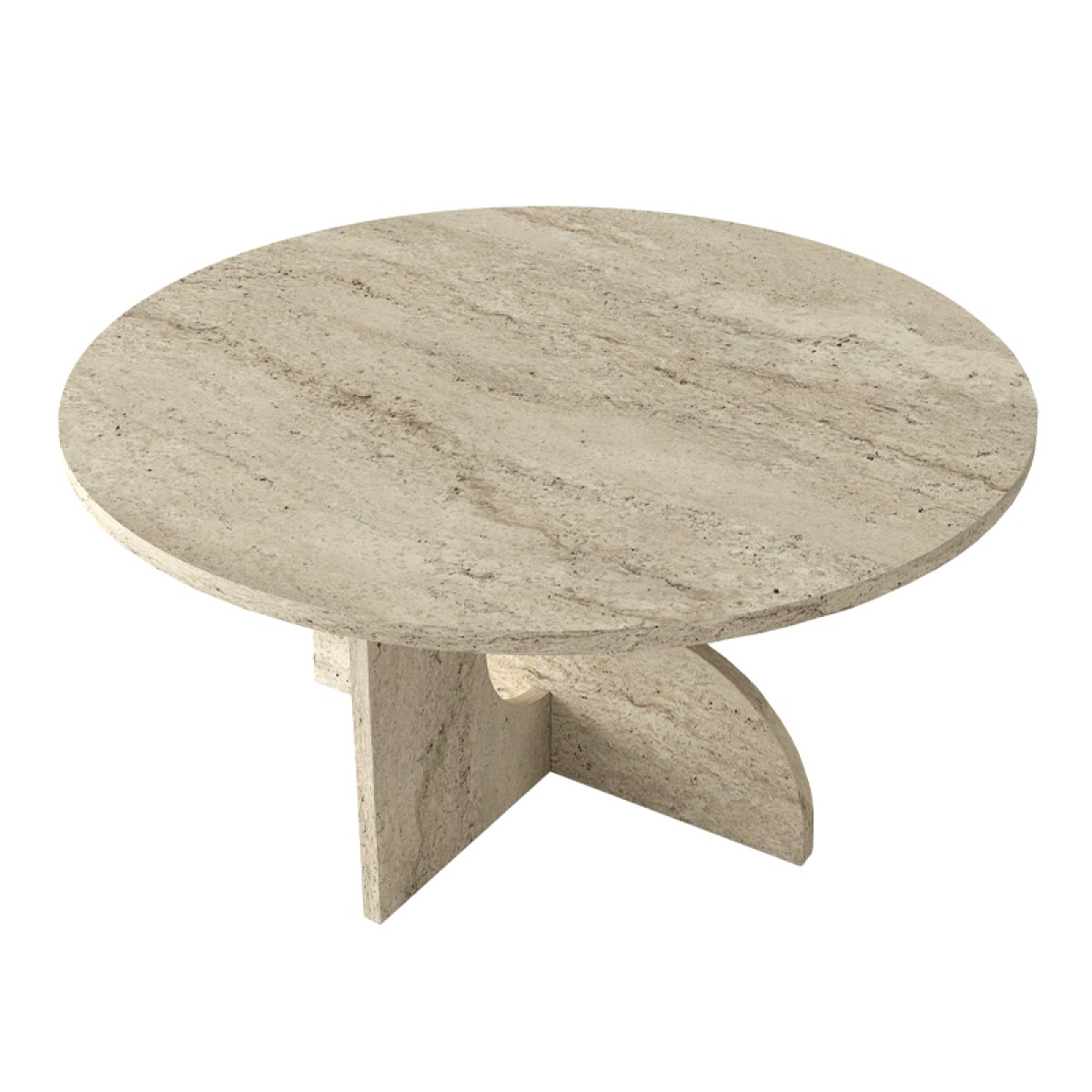 Τραπεζάκι σαλονιού Mara Megapap χρώμα travertine Ø75x36,8εκ.