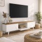 Έπιπλο τηλεόρασης Bono Megapap χρώμα λευκό - sepet oak 150x32,3x42,1εκ.