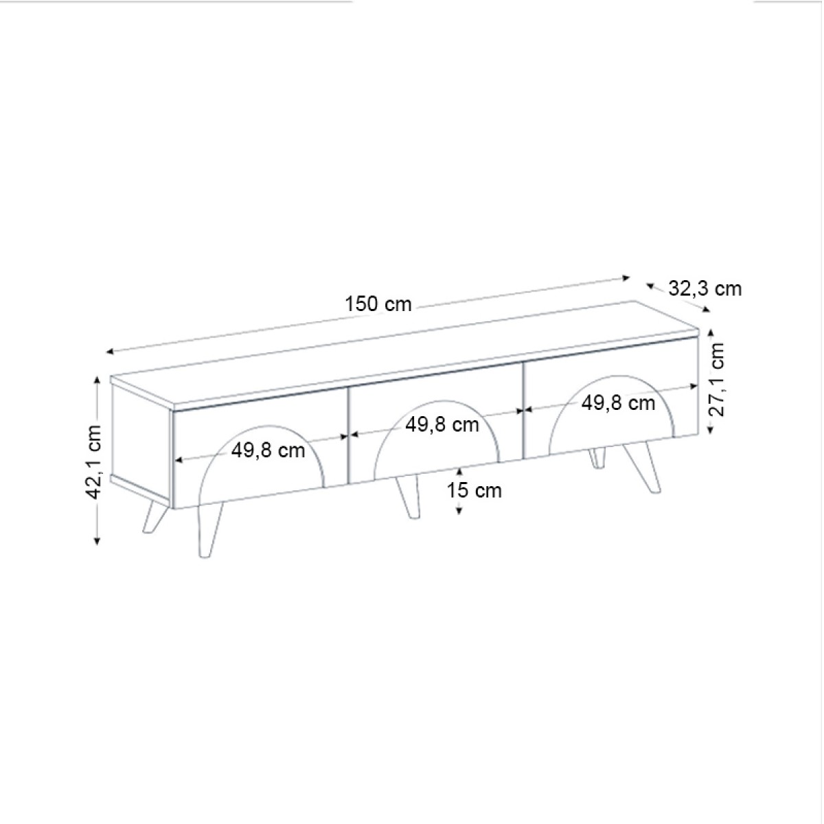 Έπιπλο τηλεόρασης Bono Megapap χρώμα λευκό - sepet oak 150x32,3x42,1εκ.