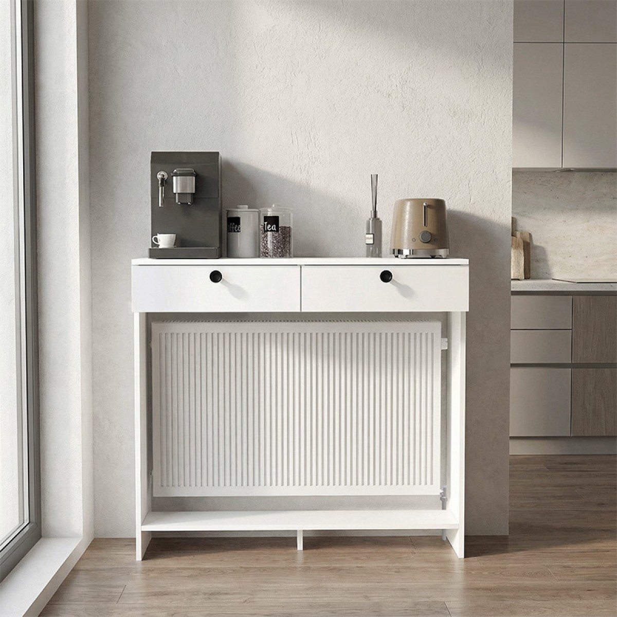 Κονσόλα - Κάλυμμα καλοριφέρ Opelya Megapap χρώμα λευκό 110x31,4x100εκ.