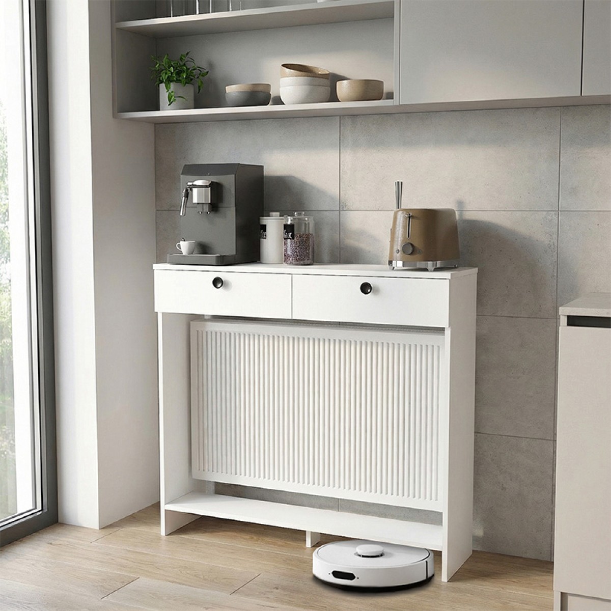 Κονσόλα - Κάλυμμα καλοριφέρ Opelya Megapap χρώμα λευκό 110x31,4x100εκ.