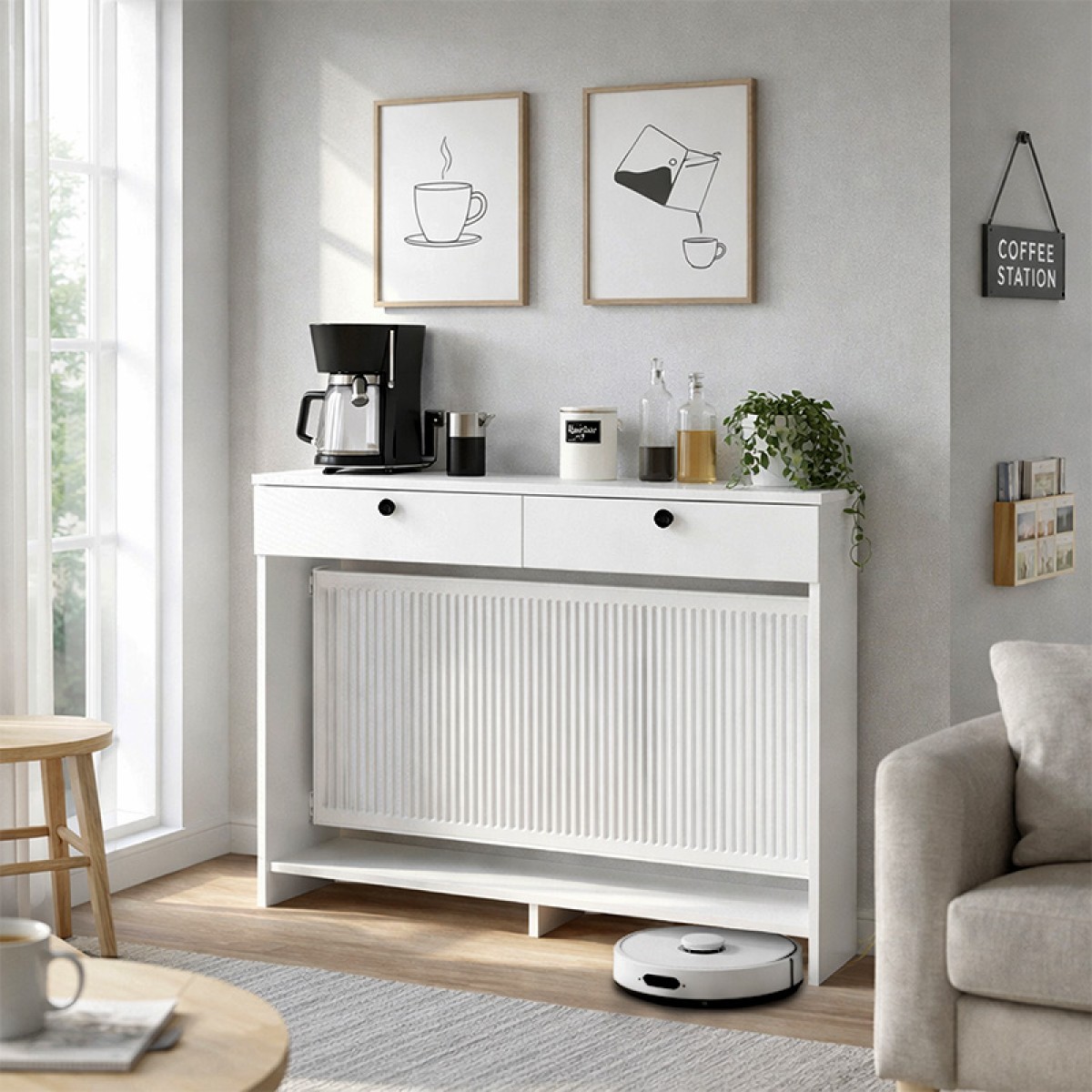 Κονσόλα - Κάλυμμα καλοριφέρ Opelya Megapap χρώμα λευκό 130x31,4x100εκ.