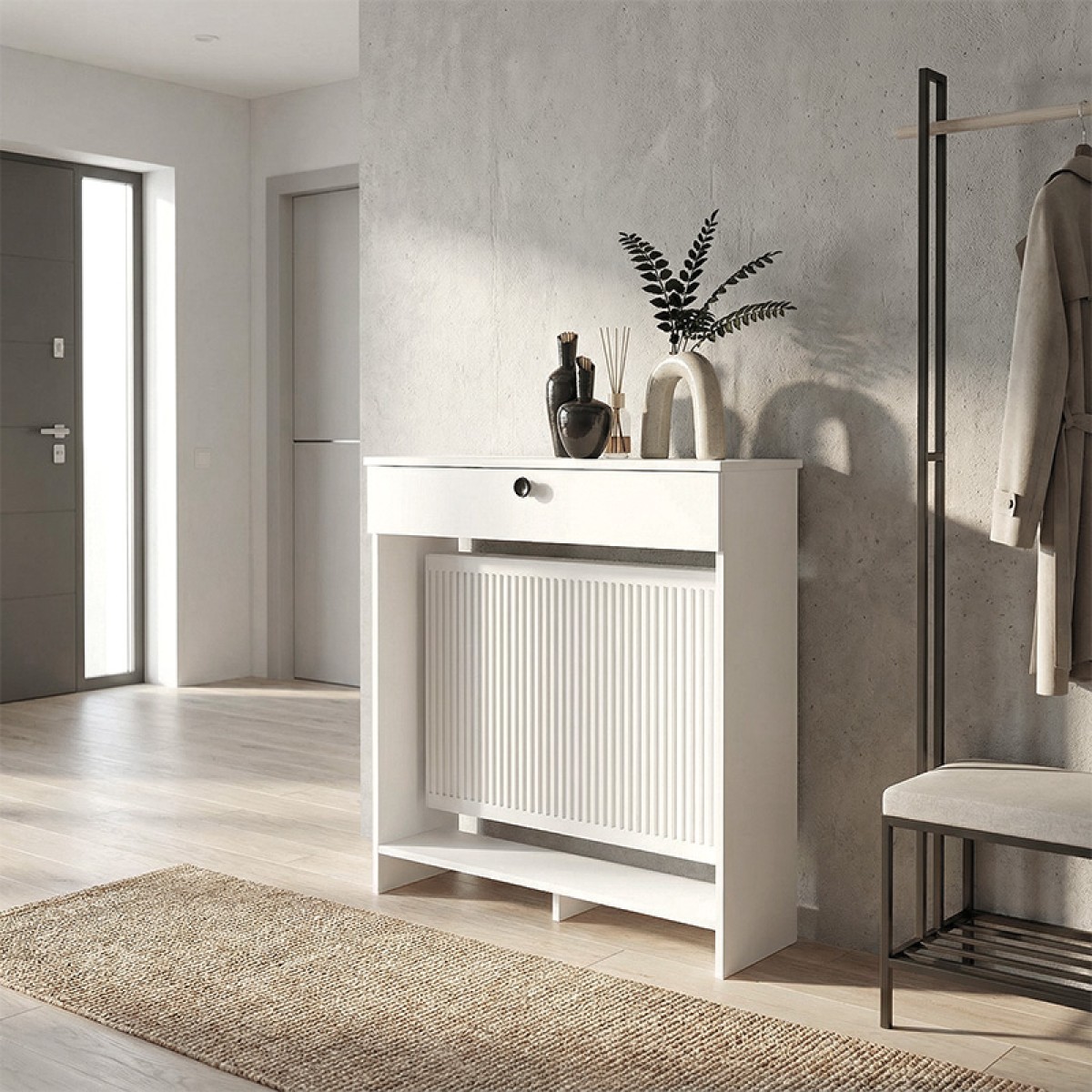 Κονσόλα - Κάλυμμα καλοριφέρ Opelya Megapap χρώμα λευκό 90x31,4x100εκ.