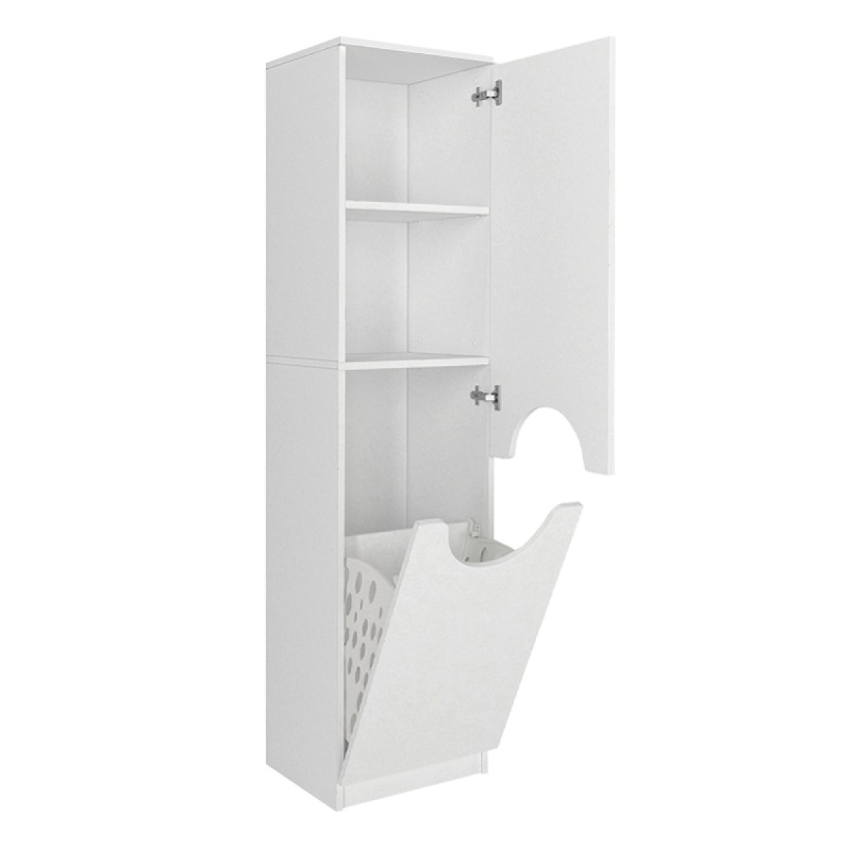 Ντουλάπι με καλάθι απλύτων Verga Megapap χρώμα λευκό 45x40x180εκ.