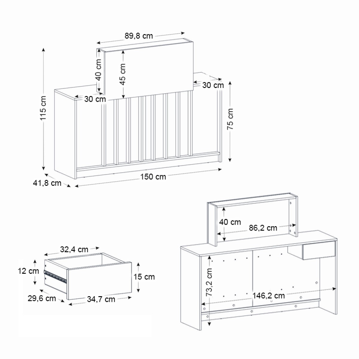 Γραφείο υποδοχής - reception Davis Megapap με LED χρώμα sepet oak - travertine 150x41,8x115εκ.