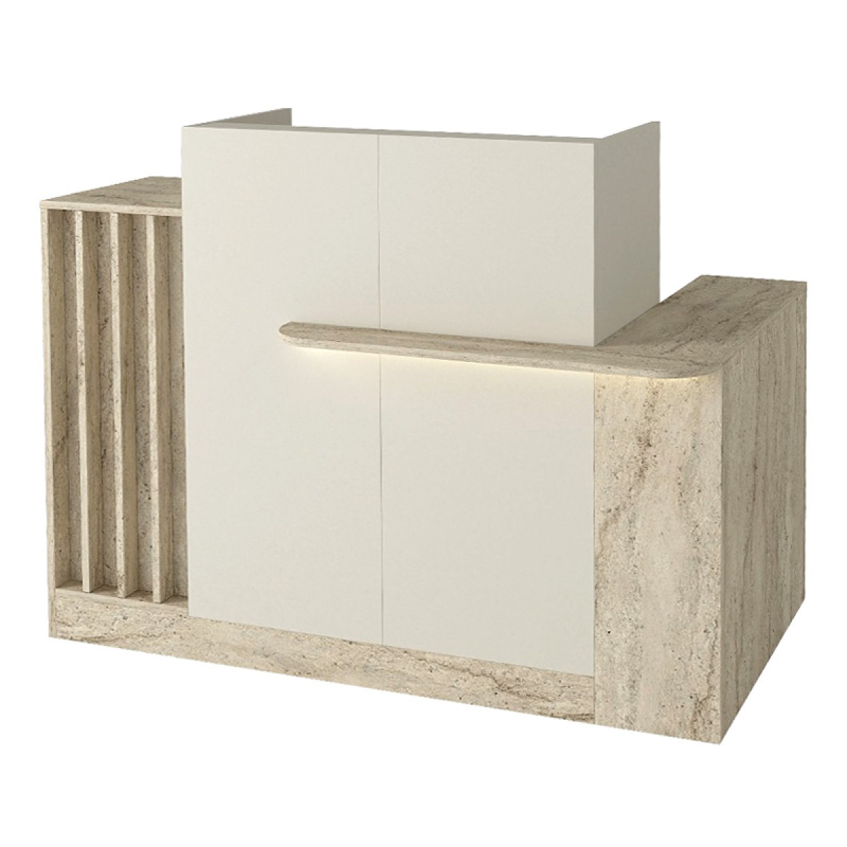 Γραφείο υποδοχής - reception Dayana Megapap με LED χρώμα travertine - sandstone 150x85,2x120εκ.