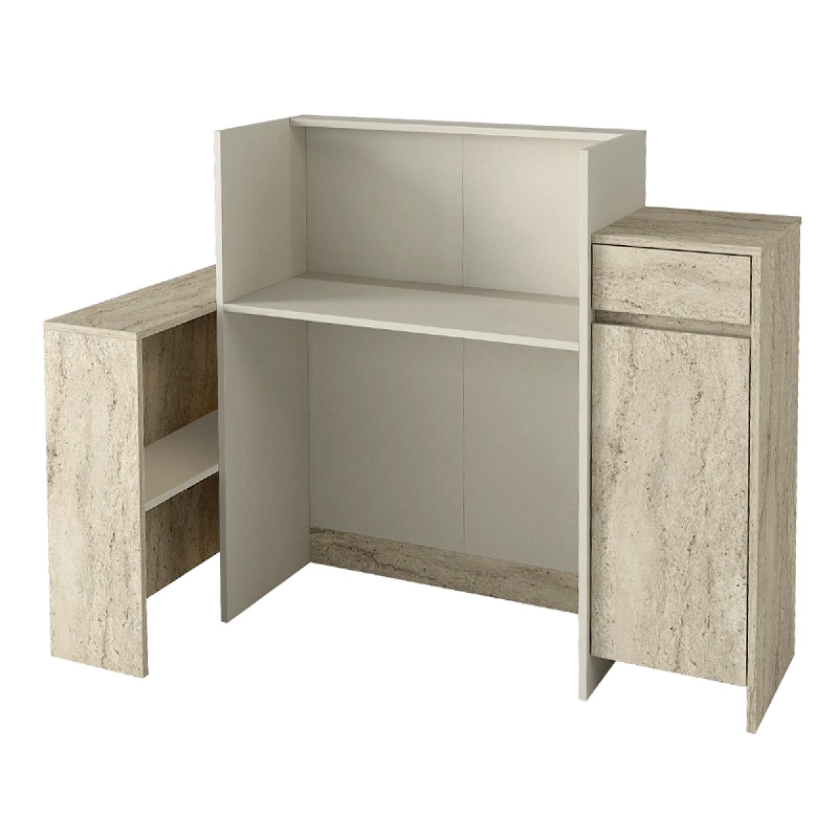 Γραφείο υποδοχής - reception Dayana Megapap με LED χρώμα travertine - sandstone 150x85,2x120εκ.