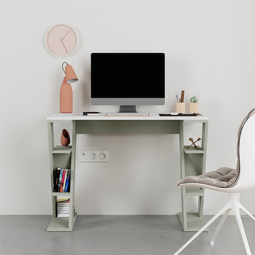 Γραφείο εργασίας Papillon Megapap χρώμα ash green - λευκό 106x50x75εκ