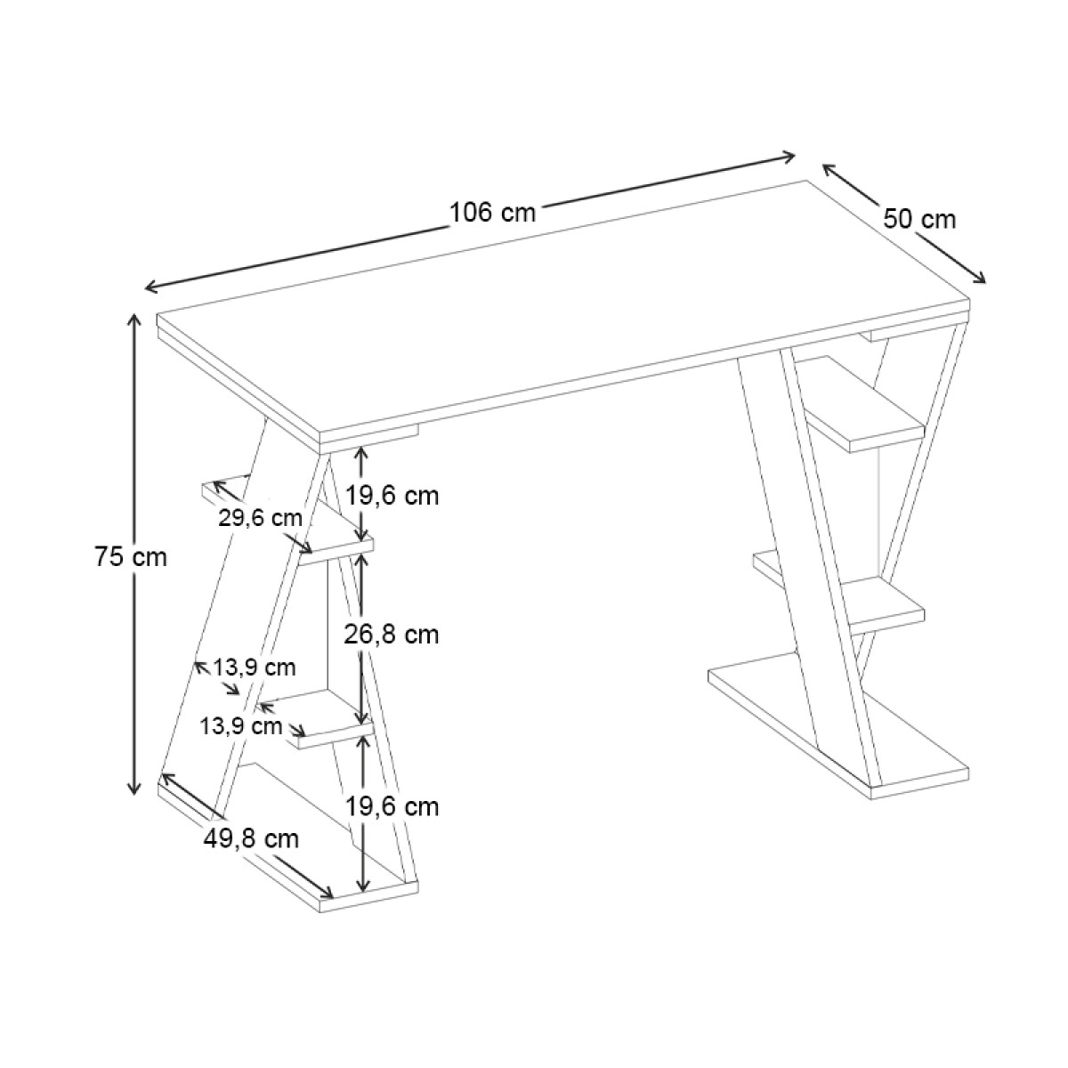 Γραφείο εργασίας Papillon Megapap χρώμα ash green - λευκό 106x50x75εκ