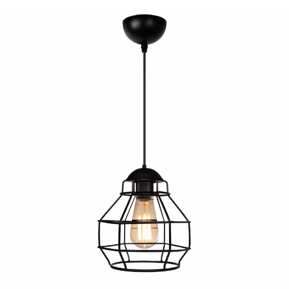 Φωτιστικό οροφής Rilo Megapap E27 μεταλλικό μονόφωτο χρώμα μαύρο Ø16x100εκ.