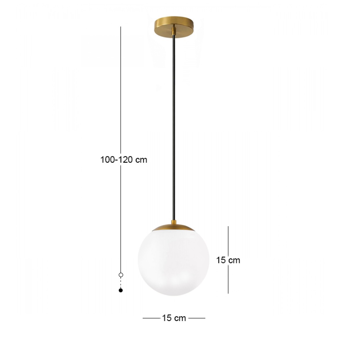 Φωτιστικό οροφής Lumi Megapap E27 γυάλινο μονόφωτο χρώμα χρυσό - λευκό Ø15x120εκ.