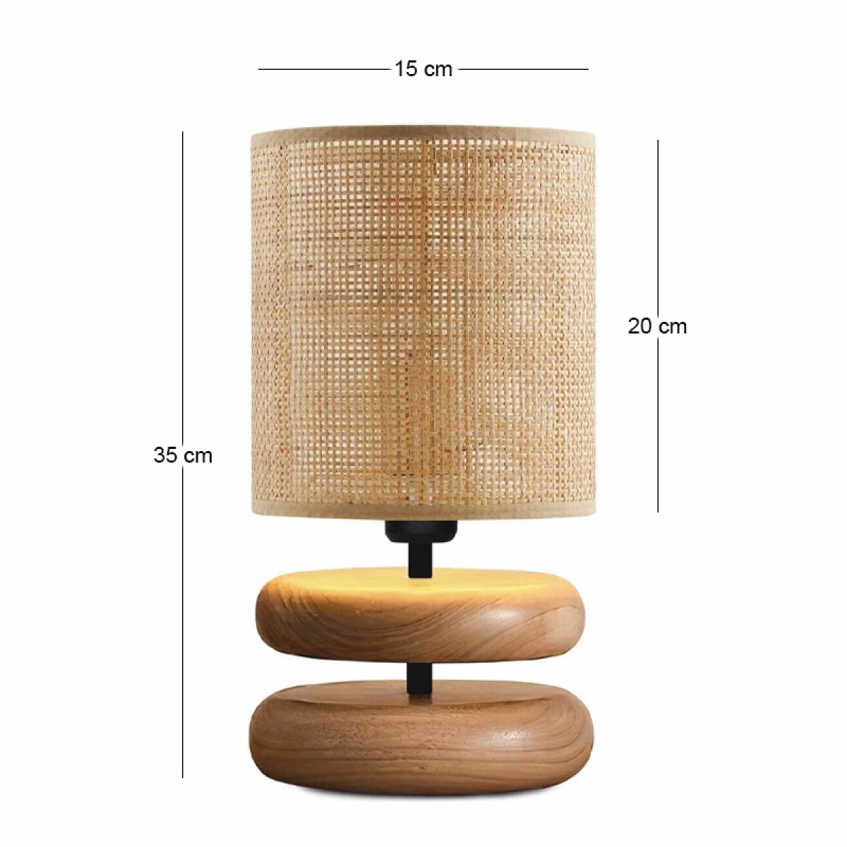 Φωτιστικό επιτραπέζιο Lucia Megapap E14 ξυλινο - pe rattan χρώμα φυσικό Ø15x35εκ.
