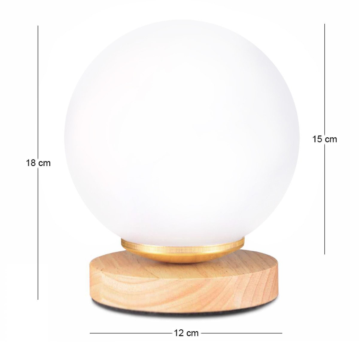 Φωτιστικό επιτραπέζιο Luma Megapap E27 ξύλινο -  γυάλινο χρώμα φυσικό - λευκό Ø12x18εκ.