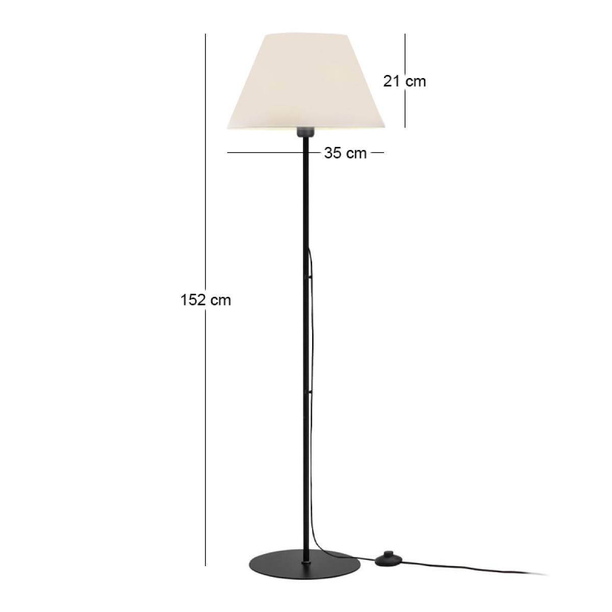 Φωτιστικό δαπέδου Vilo Megapap E27 μεταλλικό - ύφασμα Pvc χρώμα μαύρο - λευκό Ø35x152εκ.