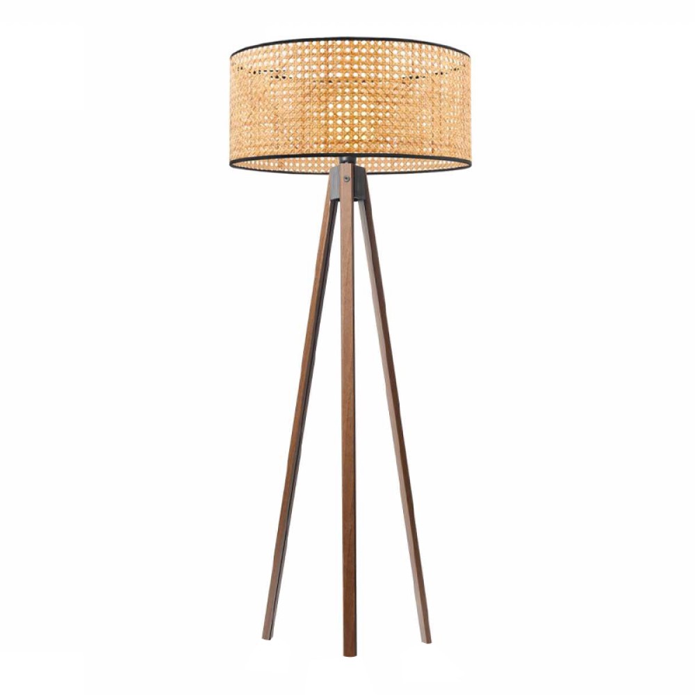 Φωτιστικό δαπέδου Rivo Megapap E27 ξύλινο - ρατάν χρώμα φυσικό Ø38x140εκ.