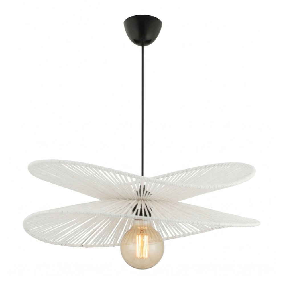 Φωτιστικό οροφής Dafodil Megapap E27 από σχοινί μονόφωτο χρώμα λευκό Ø48x55εκ.