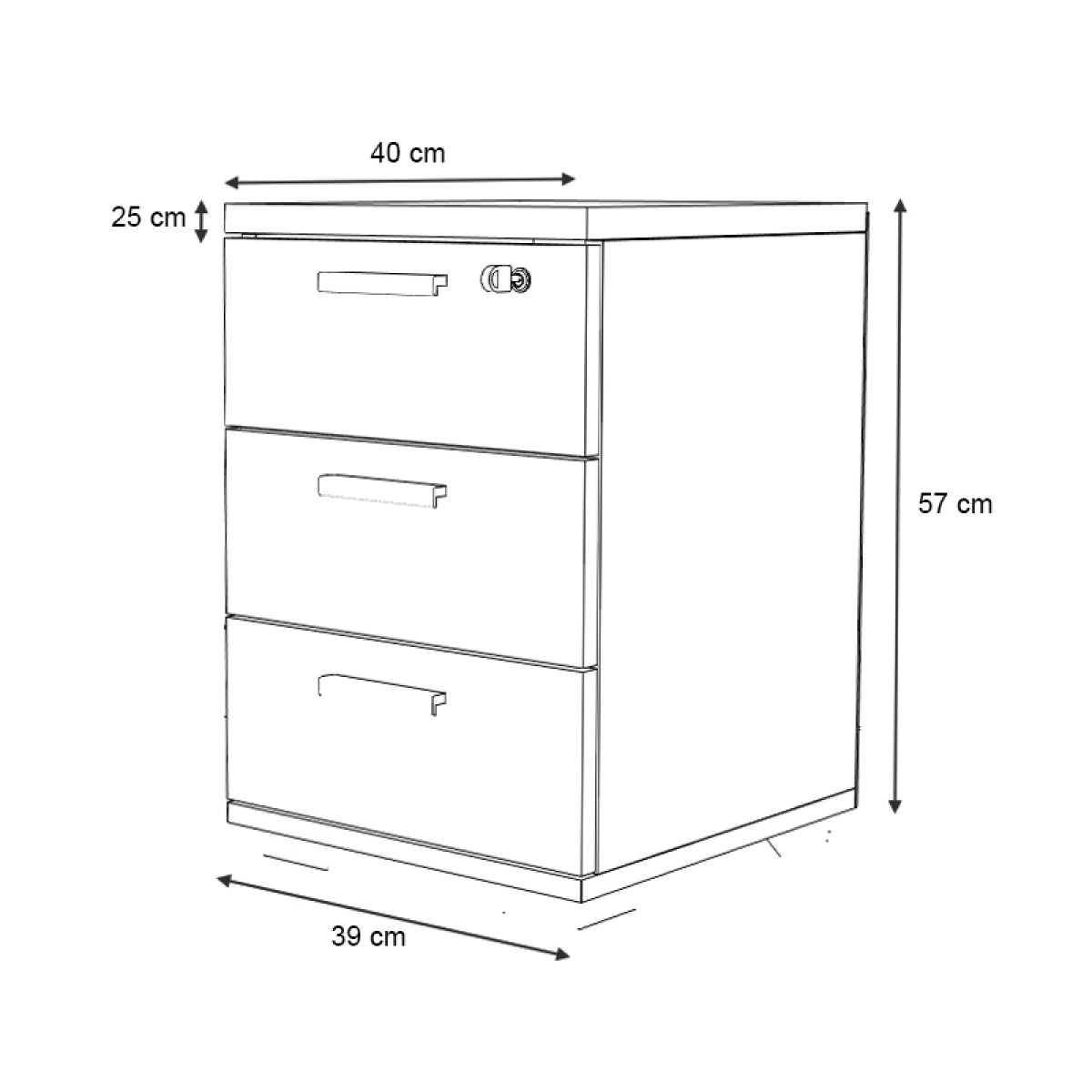 Συρταριέρα γραφείου με κλειδαριά επαγγελματική Venturo Megapap χρώμα ανθρακί - καρυδί 39x40x57εκ.
